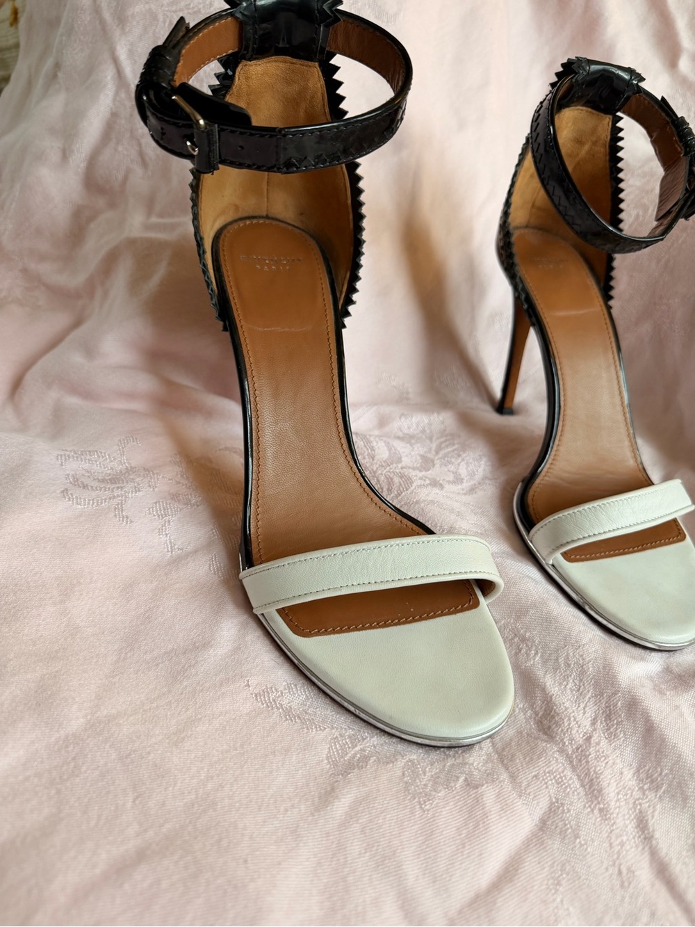 Givenchy Nadia Two-Tone Ankle Strap High Heel Sandals - Cream and Black